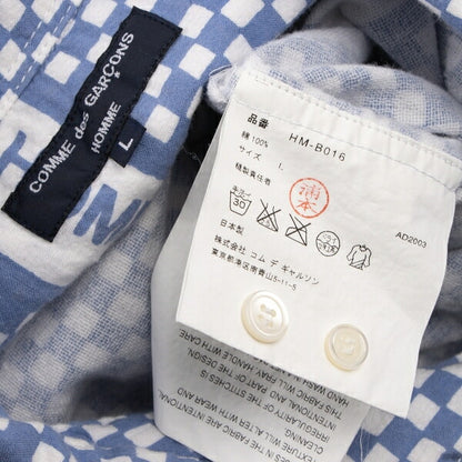 COMME des GARCONS HOMME Logo Checker Open Shirt Blue Size L