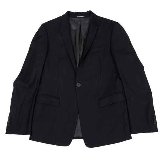 EMPORIO ARMANI Glossy Wool Peaked Lapel Jacket Navy Size 46