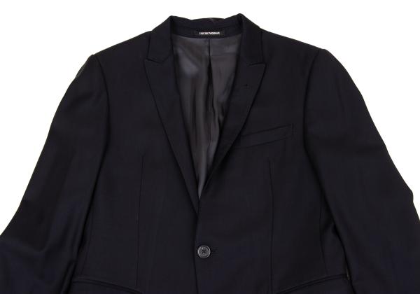 EMPORIO ARMANI Glossy Wool Peaked Lapel Jacket Navy Size 46