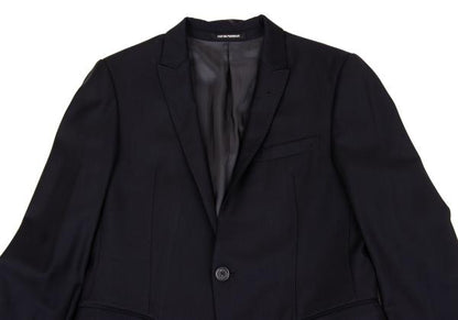 EMPORIO ARMANI Glossy Wool Peaked Lapel Jacket Navy Size 46