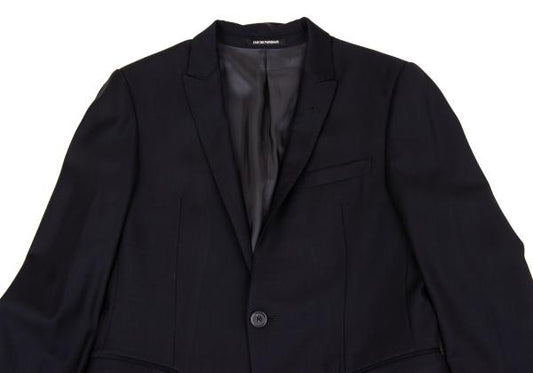 EMPORIO ARMANI Glossy Wool Peaked Lapel Jacket Navy Size 46