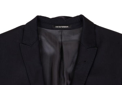 EMPORIO ARMANI Glossy Wool Peaked Lapel Jacket Navy Size 46