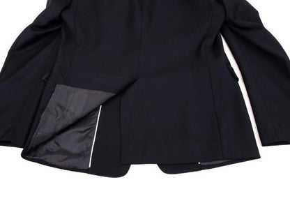 EMPORIO ARMANI Glossy Wool Peaked Lapel Jacket Navy Size 46