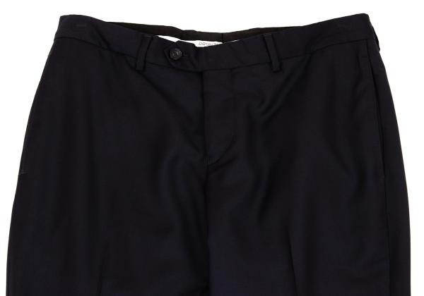 EMPORIO ARMANI Glossy Wool Tapered Slacks Navy Size 46