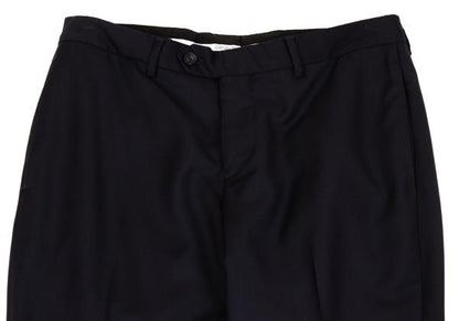 EMPORIO ARMANI Glossy Wool Tapered Slacks Navy Size 46