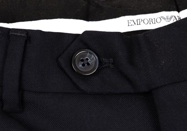 EMPORIO ARMANI Glossy Wool Tapered Slacks Navy Size 46