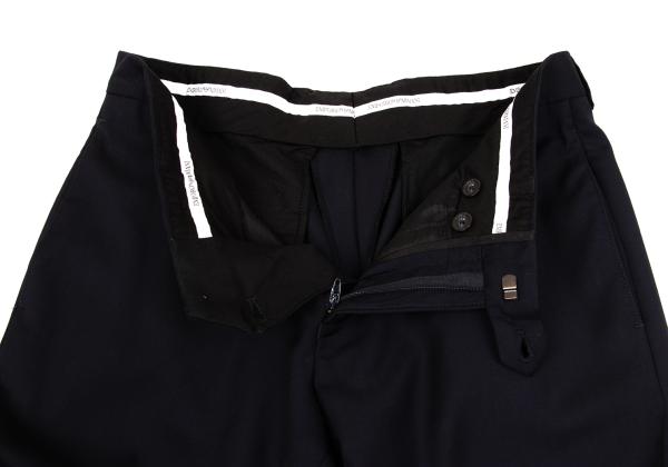 EMPORIO ARMANI Glossy Wool Tapered Slacks Navy Size 46