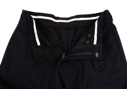 EMPORIO ARMANI Glossy Wool Tapered Slacks Navy Size 46
