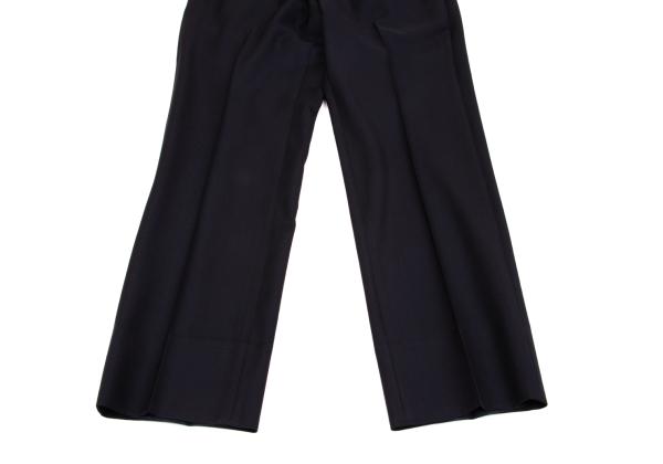 EMPORIO ARMANI Glossy Wool Tapered Slacks Navy Size 46