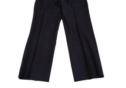 EMPORIO ARMANI Glossy Wool Tapered Slacks Navy Size 46