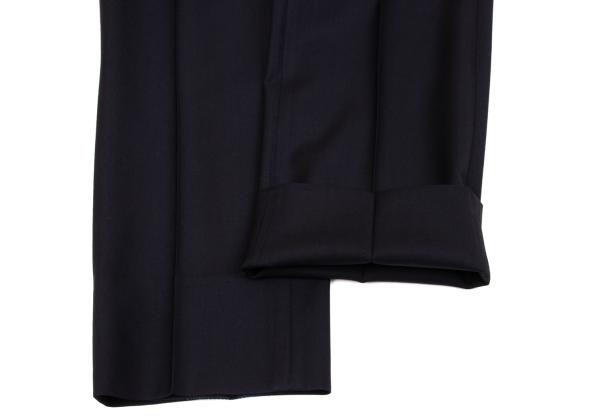 EMPORIO ARMANI Glossy Wool Tapered Slacks Navy Size 46