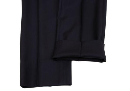 EMPORIO ARMANI Glossy Wool Tapered Slacks Navy Size 46