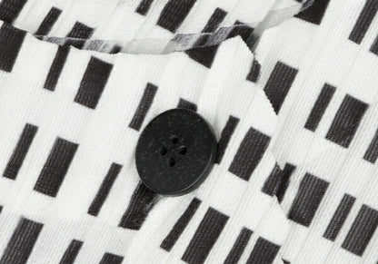 PLEATS PLEASE Polyester Line Print White Black Blouse Size 3