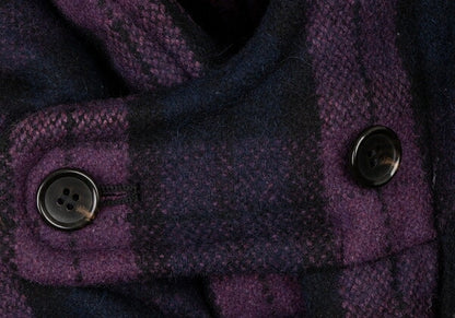 GANRYU Check Hooded Down Vest Purple Green Size S