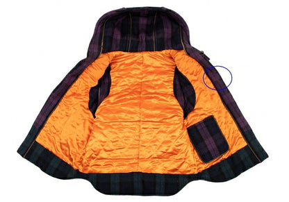 GANRYU Check Hooded Down Vest Purple Green Size S