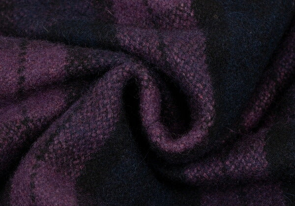 GANRYU Check Hooded Down Vest Purple Green Size S