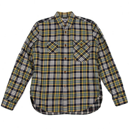 eYe JUNYA WATANABE MAN CDG Check Panel Yellow Navy Shirt Size XS