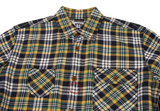 eYe JUNYA WATANABE MAN CDG Check Panel Yellow Navy Shirt Size XS