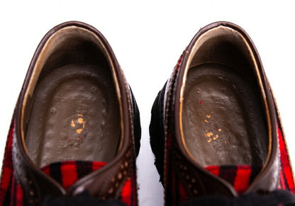 MARNI Check Panel Leather Wingtip Shoes Brown Size 42 (27cm)