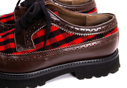 MARNI Check Panel Leather Wingtip Shoes Brown Size 42 (27cm)