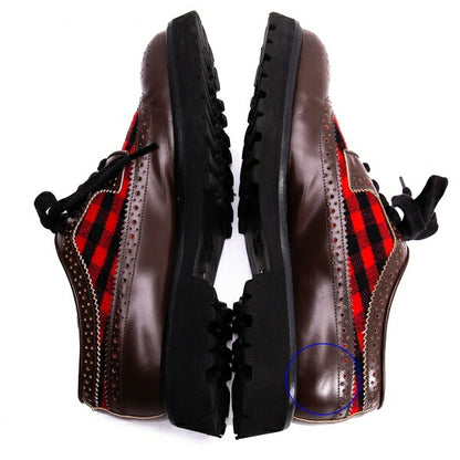 MARNI Check Panel Leather Wingtip Shoes Brown Size 42 (27cm)
