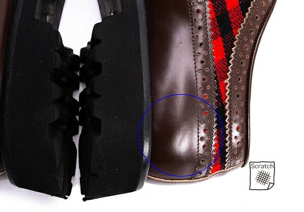 MARNI Check Panel Leather Wingtip Shoes Brown Size 42 (27cm)