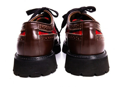MARNI Check Panel Leather Wingtip Shoes Brown Size 42 (27cm)