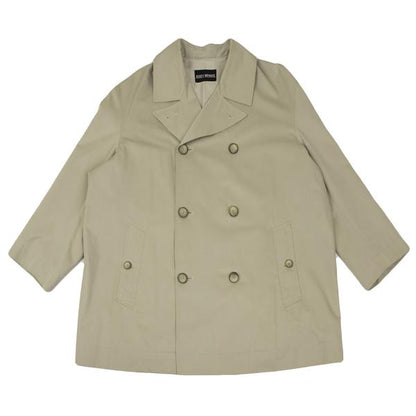 ISSEY MIYAKE MEN Cotton Double-Breasted Coat Beige Size L