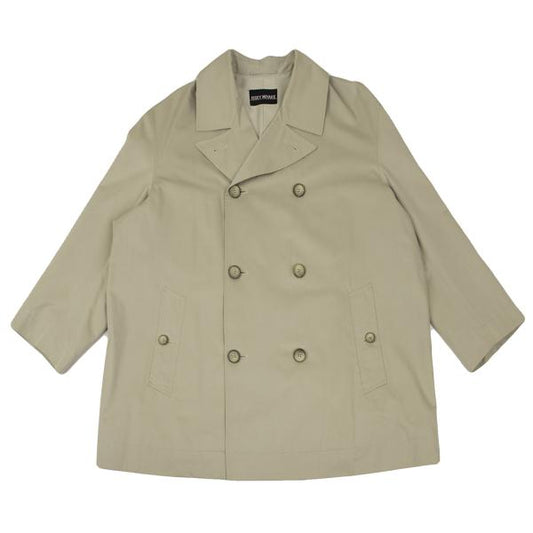 ISSEY MIYAKE MEN Cotton Double-Breasted Coat Beige Size L