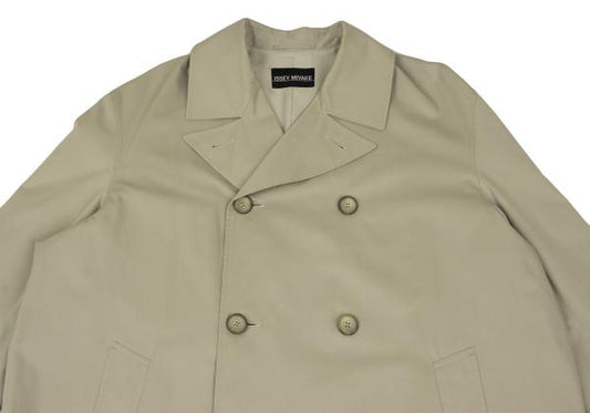 ISSEY MIYAKE MEN Cotton Double-Breasted Coat Beige Size L