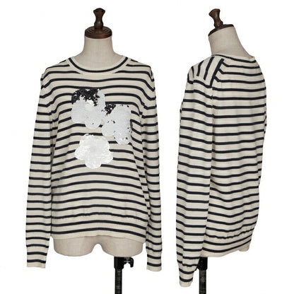 tricot COMME des GARCONS Wool Sequin Cream Navy Sweater Size M