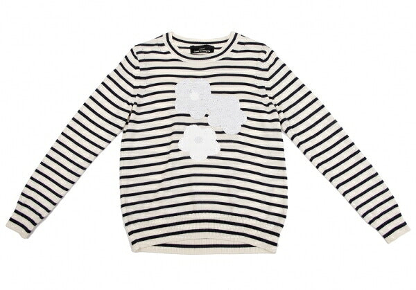 tricot COMME des GARCONS Wool Sequin Cream Navy Sweater Size M