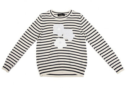 tricot COMME des GARCONS Wool Sequin Cream Navy Sweater Size M