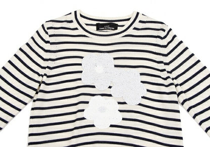 tricot COMME des GARCONS Wool Sequin Cream Navy Sweater Size M