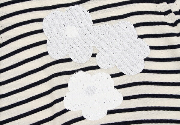tricot COMME des GARCONS Wool Sequin Cream Navy Sweater Size M