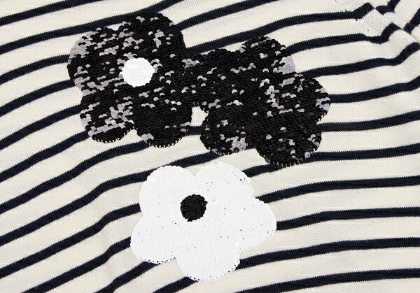 tricot COMME des GARCONS Wool Sequin Cream Navy Sweater Size M