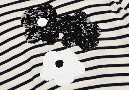 tricot COMME des GARCONS Wool Sequin Cream Navy Sweater Size M
