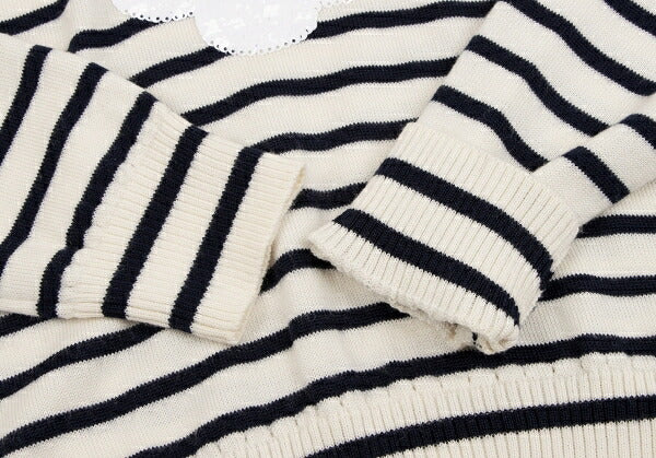tricot COMME des GARCONS Wool Sequin Cream Navy Sweater Size M
