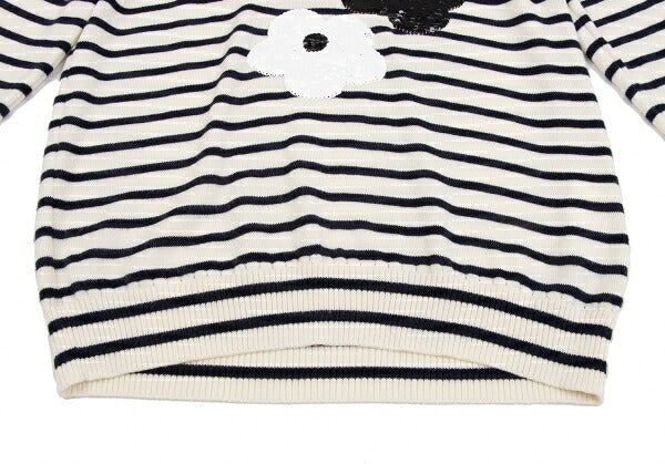 tricot COMME des GARCONS Wool Sequin Cream Navy Sweater Size M