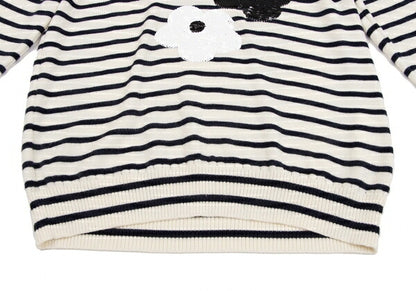 tricot COMME des GARCONS Wool Sequin Cream Navy Sweater Size M