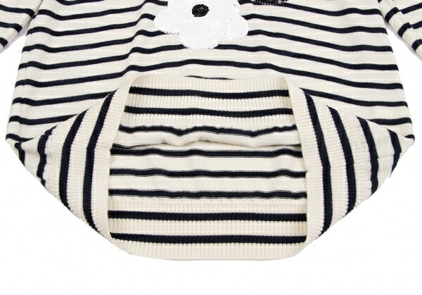 tricot COMME des GARCONS Wool Sequin Cream Navy Sweater Size M