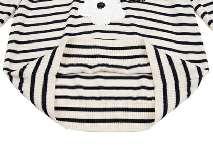 tricot COMME des GARCONS Wool Sequin Cream Navy Sweater Size M