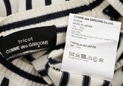 tricot COMME des GARCONS Wool Sequin Cream Navy Sweater Size M