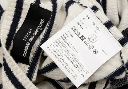 tricot COMME des GARCONS Wool Sequin Cream Navy Sweater Size M