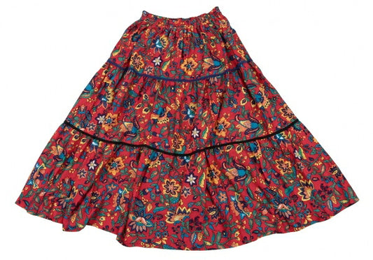 Yves Saint Laurent Botanical Print Tape Skirt Red Size JP 9