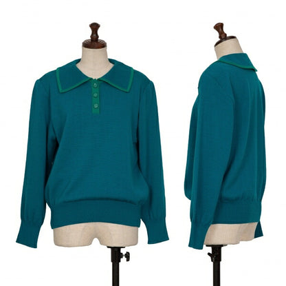 Yves Saint Laurent Wool Knit Polo Turquoise Size M