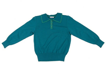 Yves Saint Laurent Wool Knit Polo Turquoise Size M