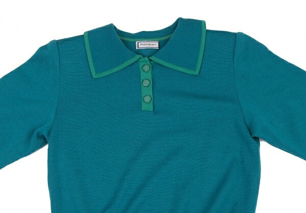 Yves Saint Laurent Wool Knit Polo Turquoise Size M