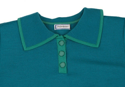 Yves Saint Laurent Wool Knit Polo Turquoise Size M