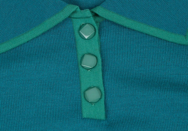 Yves Saint Laurent Wool Knit Polo Turquoise Size M
